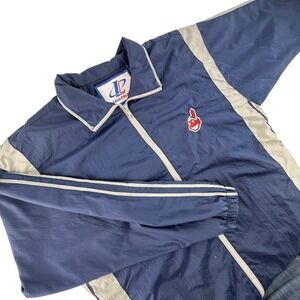 Vintage 90s Logo Athletic Cleveland Indians Chief Wahoo Breakaway Jacket Mens L‎